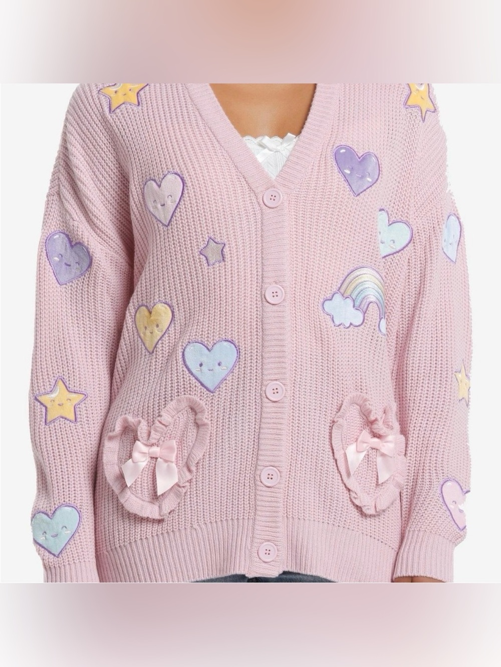 Kawaii Pastel Goth Cardigan 💖 Sweet Society Hearts & Stars Cozy Dream